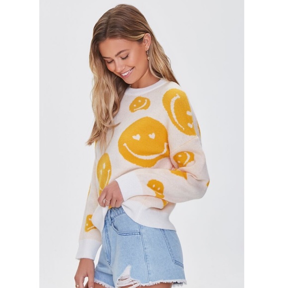 Forever 21 | Sweaters | Forever 2 Happy Face Graphic Sweater | Poshmark